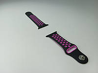 Ремешок для Apple Watch 38mm/40mm Nike Sport Band силиконовый браслет черный с фиолетовым