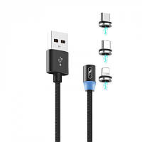 Кабель 3-в-1 магнітний Lightning — MicroUSB — Type-C SkyDolphin S59KIT