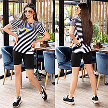 Костюм жіночий літній двійка футболка з віскози велосипедки двонить розмір норма та батал, фото 3