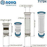 Гнучка армована труба для підключення унітазу 110 мм із зворотним клапаном, довжина 450 мм NOVA 7173N, фото 2