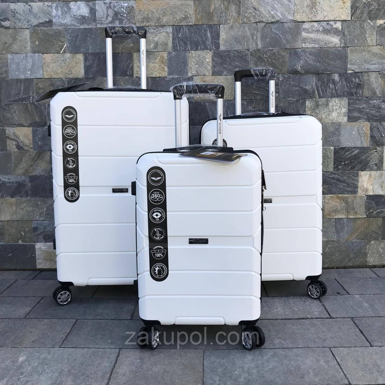 Валіза дорожня велика з поліпропілену Wings PP1010 L Біла