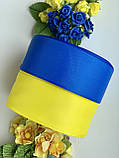 Репсова стрічка 4 см, 25 ярд/рулон, синього кольору рулоном, фото 7
