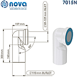 Фанова труба під кутом 90 для підключення унітазу Ø110 NOVA 7015N, фото 3