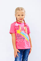 Літня футболка на дівчинку з рожевим фламінго р.104-128
