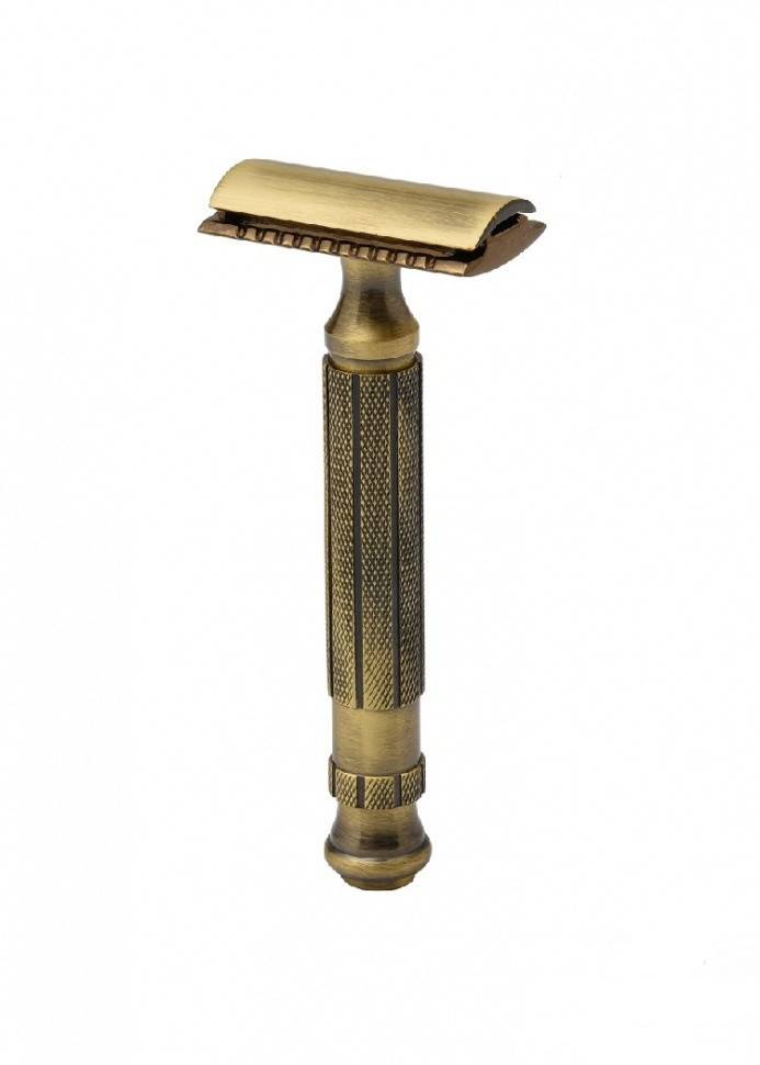Бритва для гоління Т-подібна Pearl L-55 Antique Brass Closed Comb