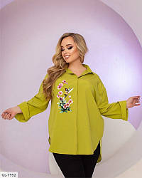 Сорочка блуза з аплікацією вільного крою великі розміри