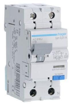 Диференціальний автомат Hager 1+N У16/10mA 6кА,тип AC916J