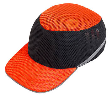 Каска-бейсболка ударостійка зі светоотражающей стрічкою (колір чорно-помаранчевий) каска будівельна