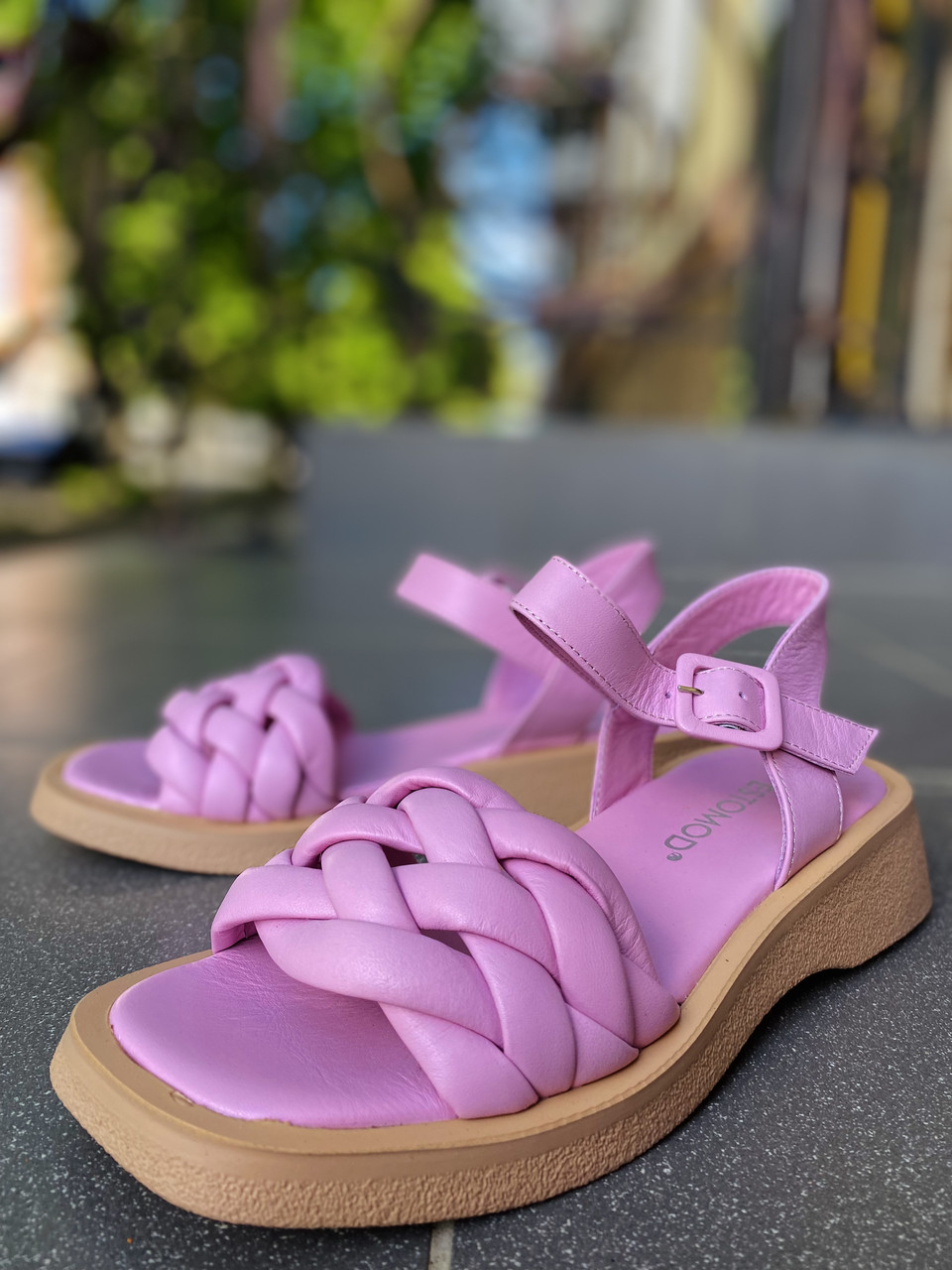 Босоножки женские плетенка Evromoda 1006 36 Розовые кожа