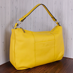 Жовта жіноча сумка з натуральної шкіри Шикарна!