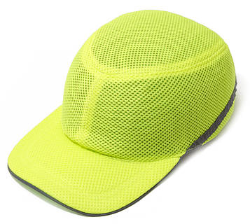 Каска-бейсболка ударостійка зі светоотражающей стрічкою (колір ультра салатовий)