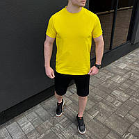 Мужская базовая однотонная футболка S M L XL 2XL 3XL(46 48 50 52 54 56) трикотажная желтая