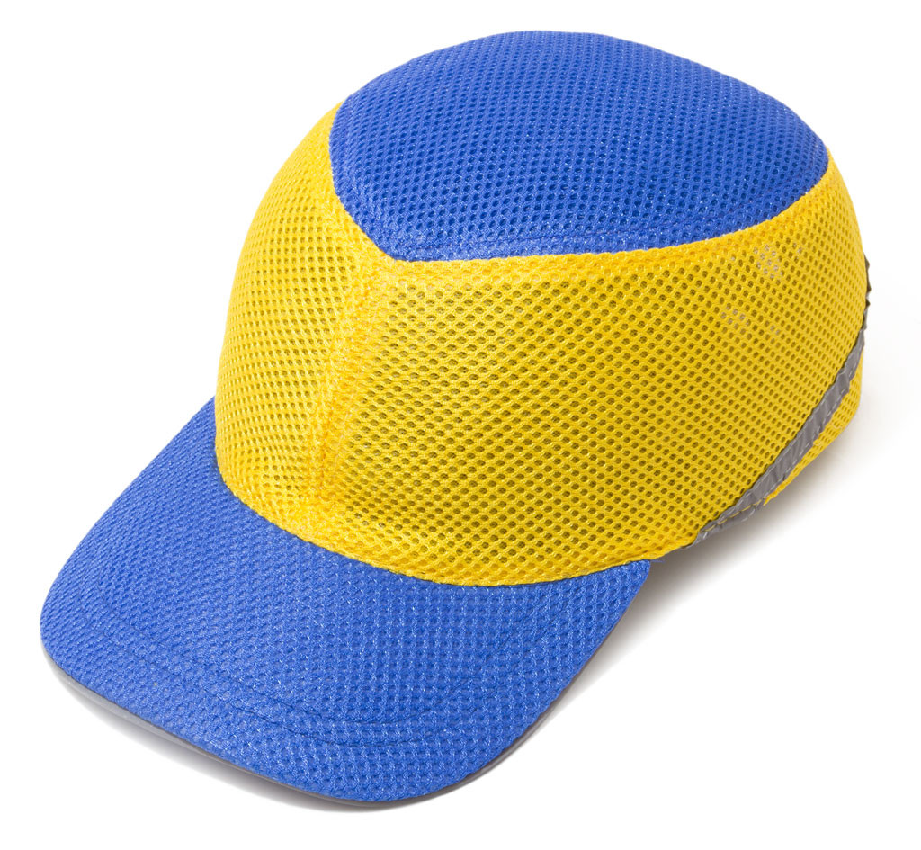 Каска бейсболка з світловідбиваючої стрічкою (колір синьо-жовтий)