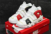 Мужские кроссовки Nike Найк Air More Uptempo 96 белые с золотом 44