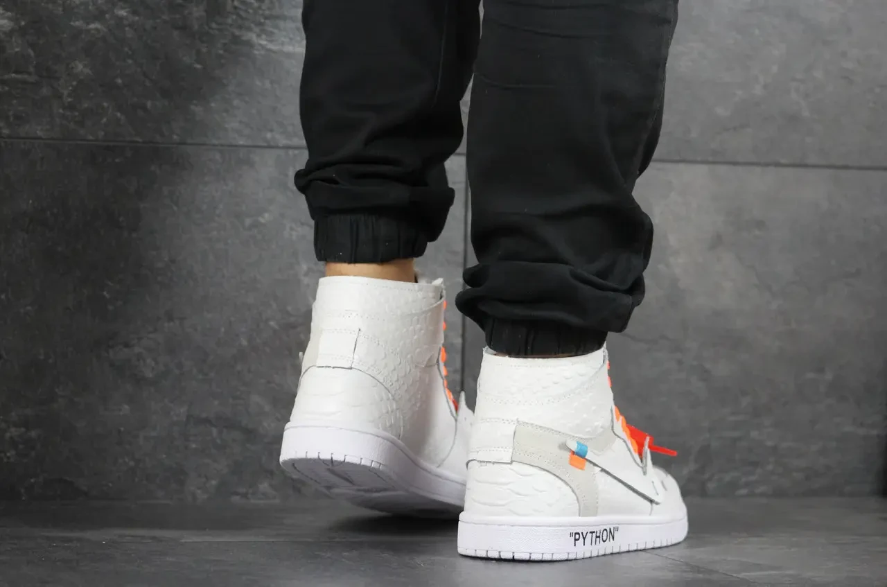 Мужские кроссовки Nike Найк Air Jordan 1 Python, кожа, белые. 43 - фото 4 - id-p1621087946