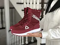 Жіночі зимові чоботи на хутрі Reebok Рибок, шкіра. термоплащовка, піна, бордові. 36