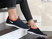 Женские кроссовки Nike Найк Free Run 3.0, синие с белым и красным 39 (24,5 см)