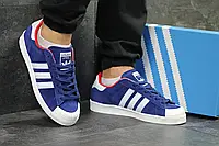 Мужские кроссовки Adidas Адидас La marque aux 3 bandes синие с белым 44