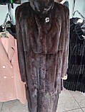 Шуба з натуральної норки 122 см довжина норкова шуба натуральна шуба з норки колір махагон, фото 4