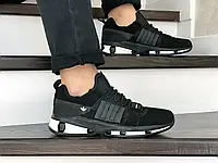 Мужские кроссовки Adidas Адидас, замша, пена, черные с белым. 41