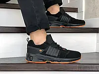 Мужские кроссовки Adidas Адидас, замша, пена, черные с оранжевым. 41