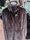 Шуба з натуральної норки 122 см довжина норкова шуба натуральна шуба з норки колір махагон, фото 10