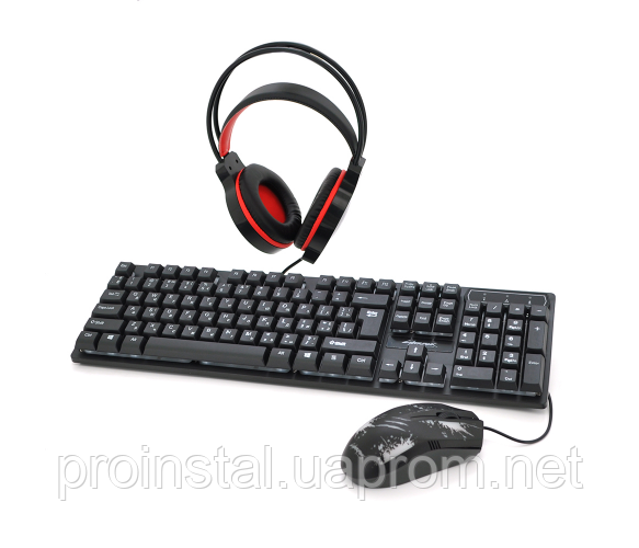 Набор Gamer Cyberpunk CP-009 (Клавиатура+Мышь+Наушники+Коврик), Box ...