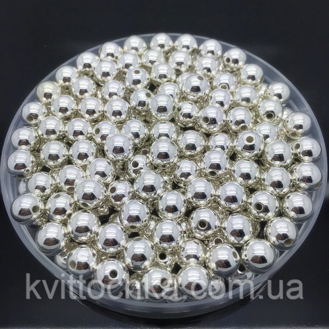 (20 грамів) Перли намистини пластик 4 мм (20 грамів) (650 шт.), срібло, якість SOHHI