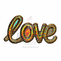 Декоративная наклейка LOVE, размер 40*21 см, голограмма золото