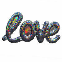 Декоративна наклейка LOVE, розмір 40*21 см, голограма срібло