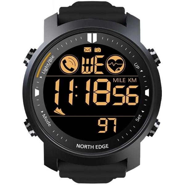 Чоловічий водостійкий тактичний смарт-годинник для військових North Edge Laker Black 5BAR чорний