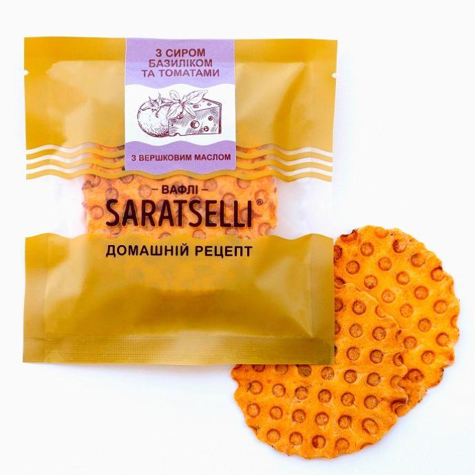 Вафлі з сиром, базиліком та томатами SARATSELLI, 55 г