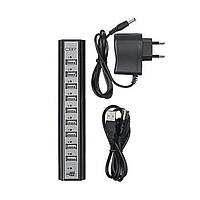 Разветлитель USB HUB 10 PORTS 220V, Gp, USB-хаб c блоком питания, Хорошее качество, Разветвитель, USB