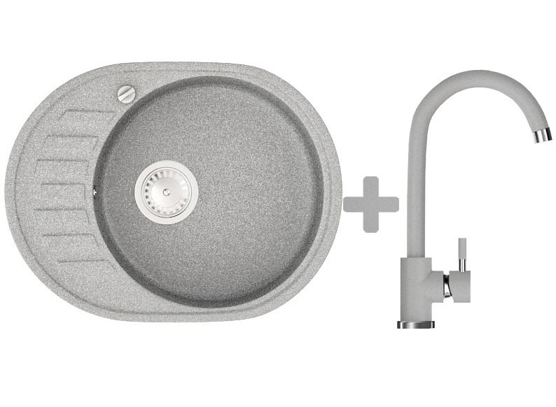 Комплект: мийка гранітна ASKANIA  ALPINA Сірий + Кран