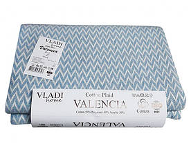Плед бавовняний Vladi - Валенсія №1 Antonio біло-яскраво-блакитний 140*200 полуторний