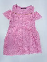Детское летнее платье Турция розовое кружево, 1-2-4-5 лет, 00022