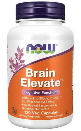 Для кровообігу мозку NOW Brain Elevate 120 veg caps, фото 1