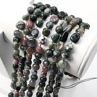 Бусини Моховий Агат 7х8 мм 48 шт Галтовка