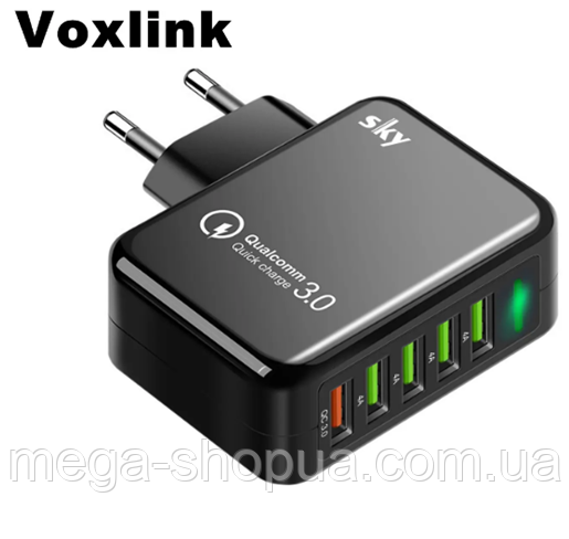 Зарядний пристрій для швидкого заряджання 5 port USB QC3.0 Voxlink F7 зарядний блок зарядка для телефону