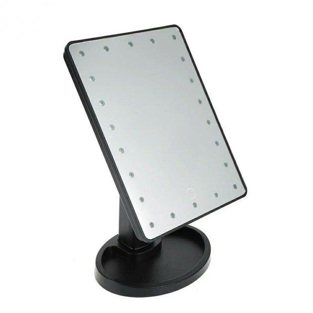 Зеркало для макияжа Large Led Mirror настольное с LED подсветкой 16 светодиода черное - фото 6 - id-p1418255065