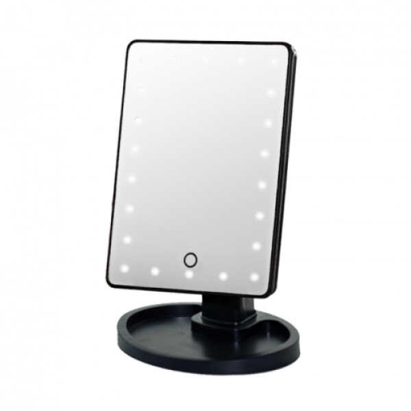 Зеркало для макияжа Large Led Mirror настольное с LED подсветкой 16 светодиода черное - фото 4 - id-p1418255065