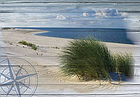 Флизелиновые фотообои Природа Пейзаж 368х254 см Морской пляж на досках (10025V8) Клей в подарок