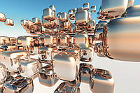 Фотообои флизелиновые 3D Фигуры 375х250 см Серебряные кубики (MS-5-0284) Клей в подарок