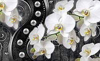 Фотошпалери квіти флізелінові 3D 312x219 см Орхідеї і чорні візерунки 2973VEXXL Клей в подарунок