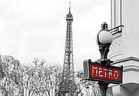 Фотообои черно-белые 254x184 см город Париж и метро (3628P4) Клей в подарок