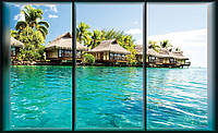 Фотошпалери 3D море 368x254 см Бунгало на Багамах (497P8) Клей в подарунок