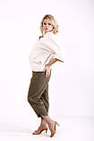 🍒 Вкорочені льняні жіночі штани з оригінальним розрізом по низу, супербатали, від 42 по 74 рр., фото 5