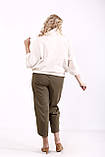 🍒 Вкорочені льняні жіночі штани з оригінальним розрізом по низу, супербатали, від 42 по 74 рр., фото 3