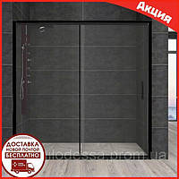 Душові двері чорна 160 см у нішу розсувні Aquanil Carmen Душові двері чорний профіль