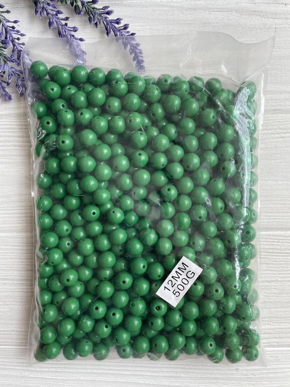 Намистини круглі "Класика" 12 мм зелені 500 грам